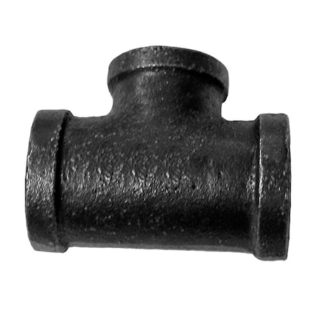 Jones Stephens 1/2in. x 3/8in. Black Iron Reducing Tee, Banded B4600058